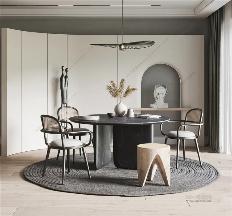 Tearoom and Study 3D Interior Scene Model - Wabi Sabi Style - 010