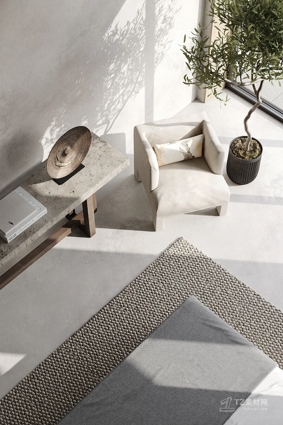 Tearoom and Study 3D Interior Scene Model - Wabi Sabi Style - 018