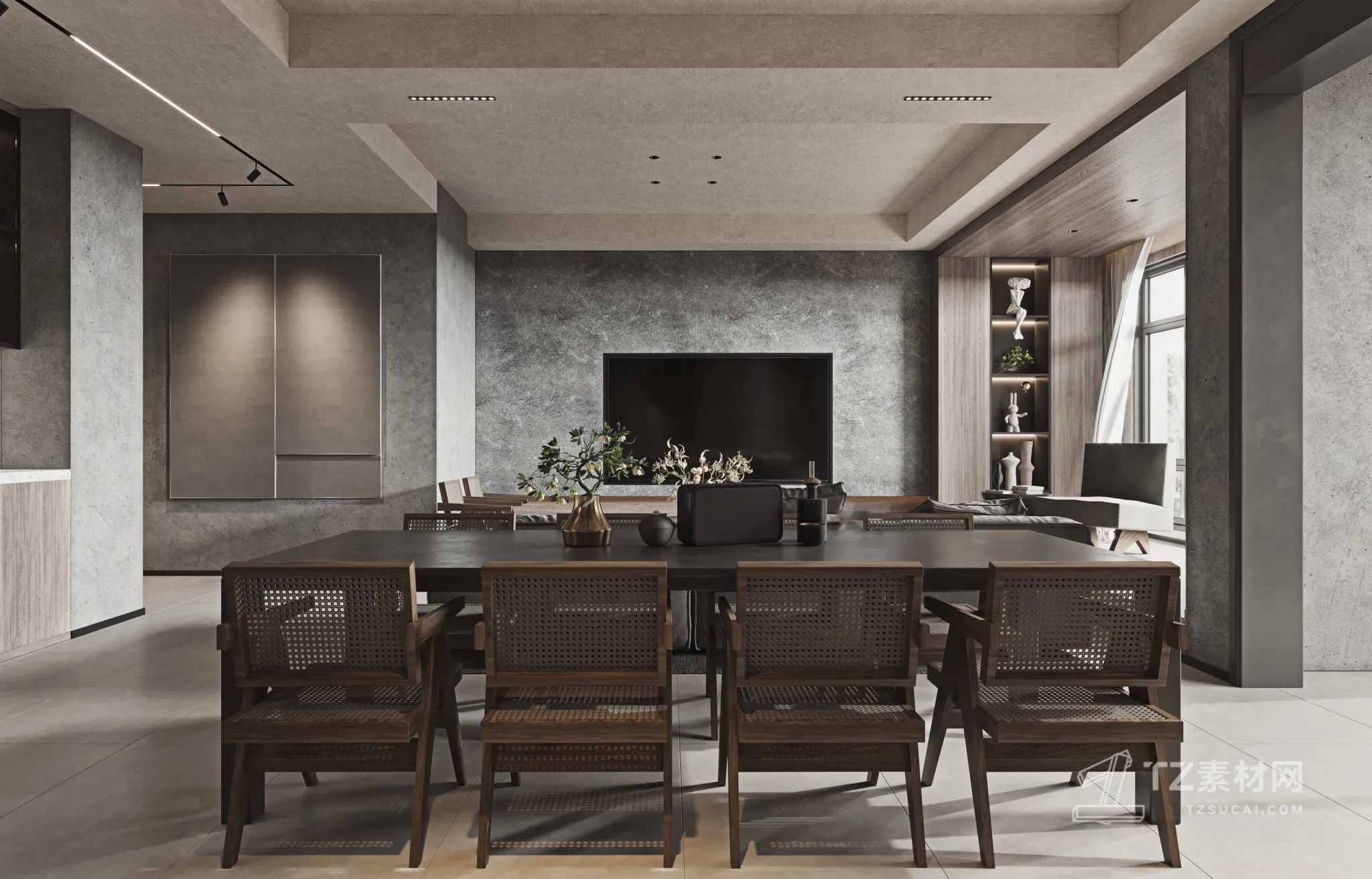 Tearoom and Study 3D Interior Scene Model - Wabi Sabi Style - 019