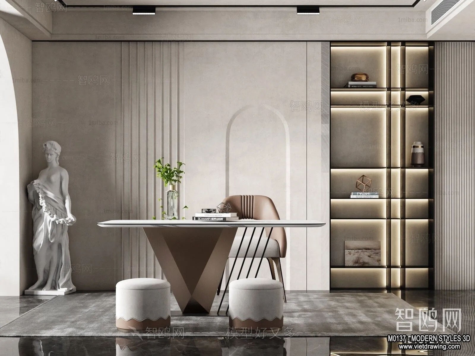 Tearoom - Modern Style Interior 3D Scenes - 3D Model - 012