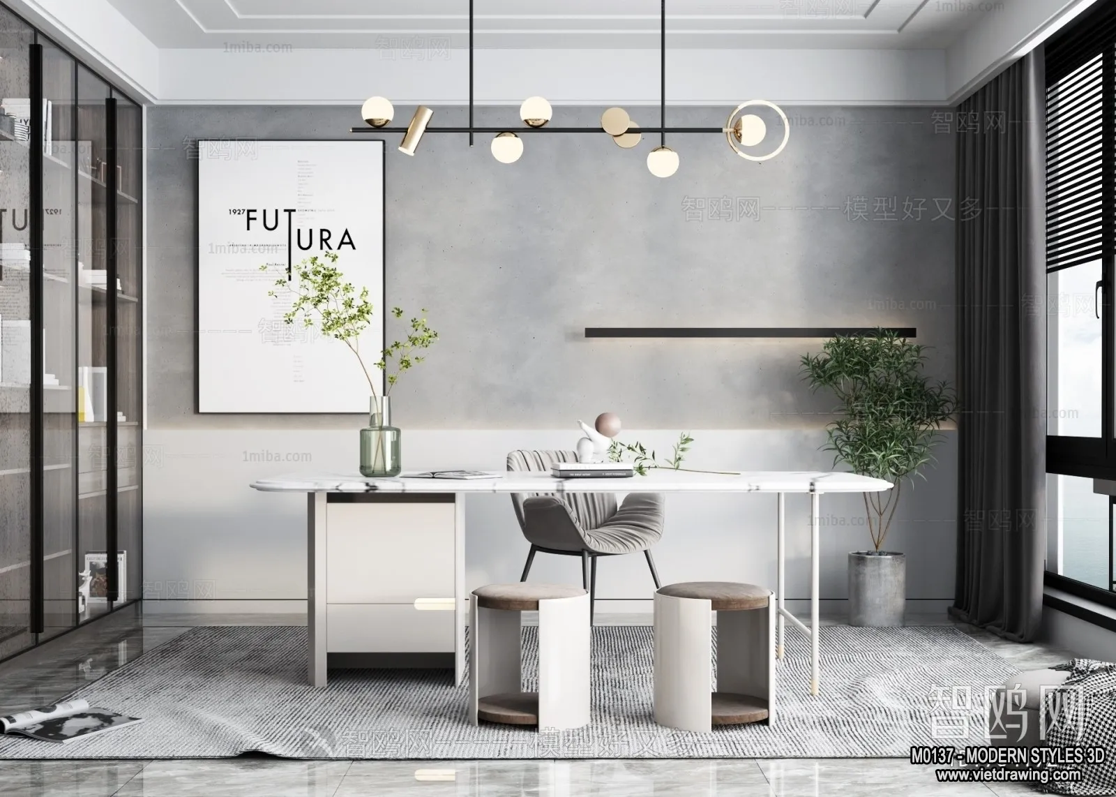 Tearoom - Modern Style Interior 3D Scenes - 3D Model - 014