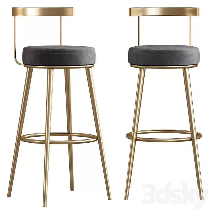 Teashop bar stool 3D Model Free
