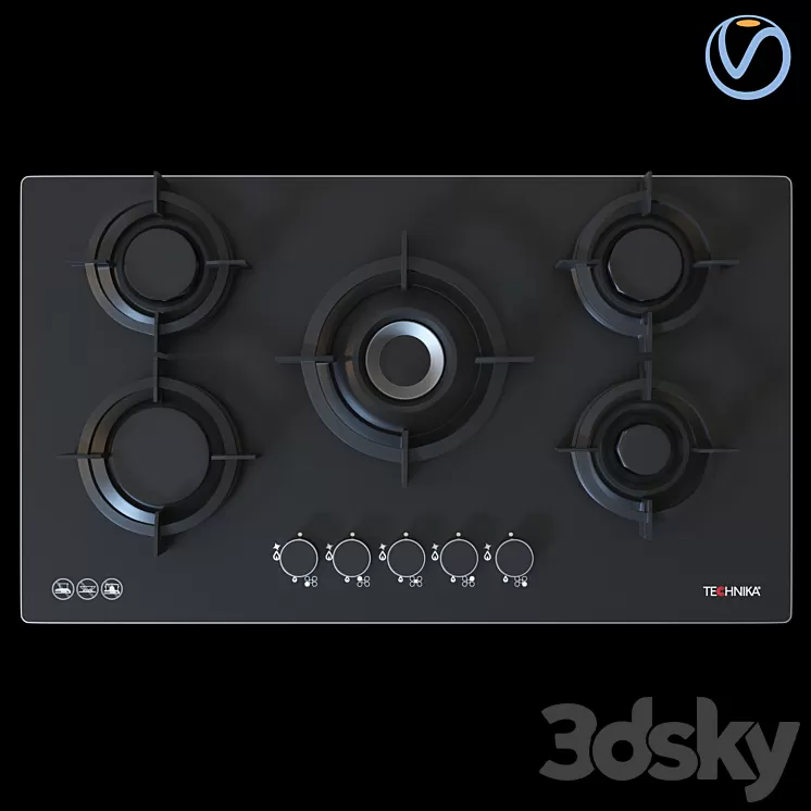 Technika Gas Cooktop H950STBGF Pro 3D Model