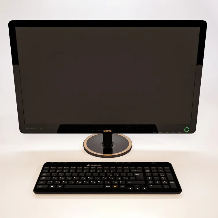 technology - BENQ Monitor + Logitech Keyboard 3D Model