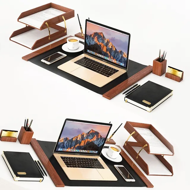 technology - Classic workplace with MacBook 3D Model