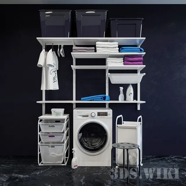 technology - Hotpoint washing machine and IKEA storage system Algot 3D Model