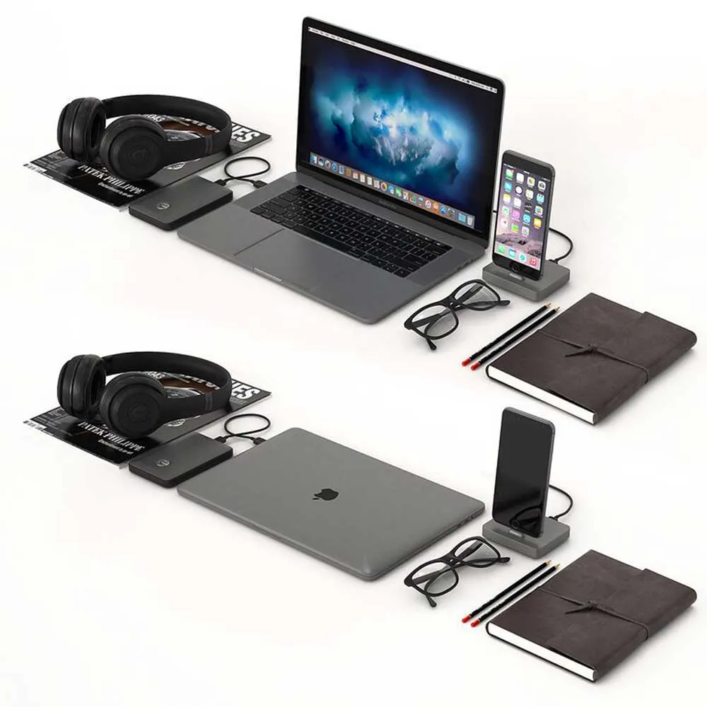 technology - Space Gray Macbook Workplace 3D Model