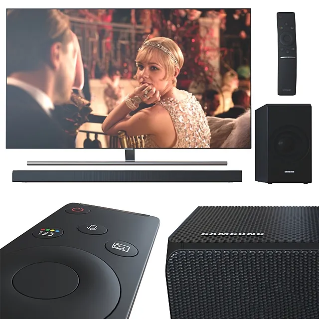 technology - TV 55 and Samsung soundbar 3D Model