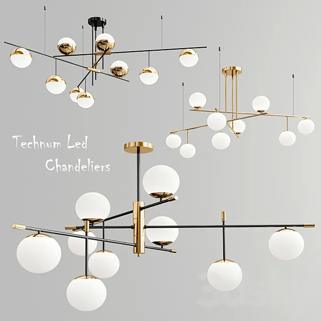 Technum Led Chandelier - 3 type 3D Model