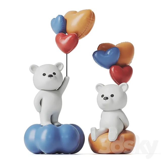 Teddy Bear and Balloons 3DModel