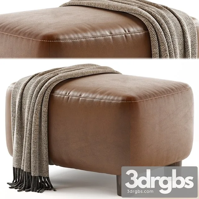 Teddy Leather Club Ottoman Sesame 3D Model Free