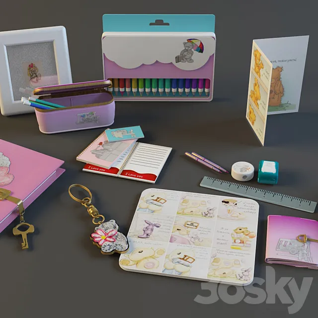 Teddy stationery set 3DModel