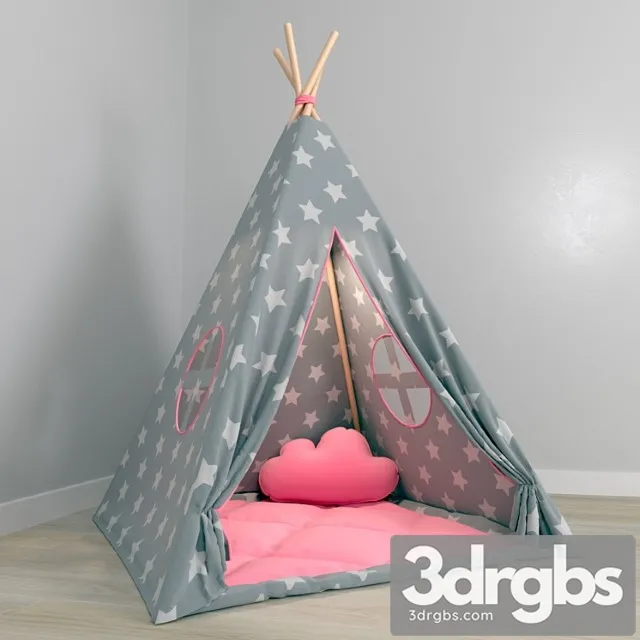Teepee Set Kids Children 3D Model Free