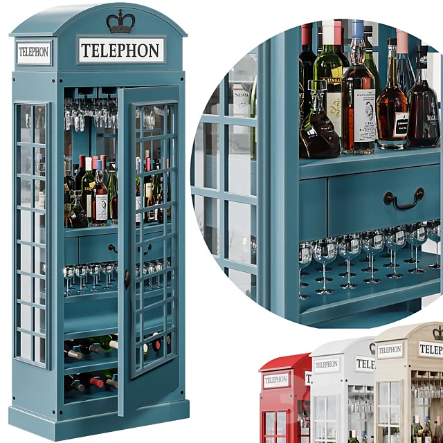 Telephone Box Drinks Cabinet 3DModel