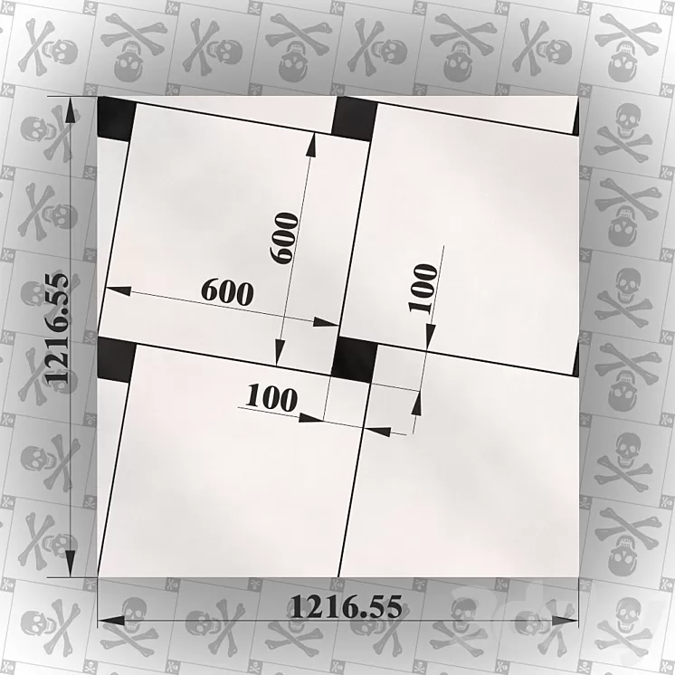 Template layout tiles diagonally offset.