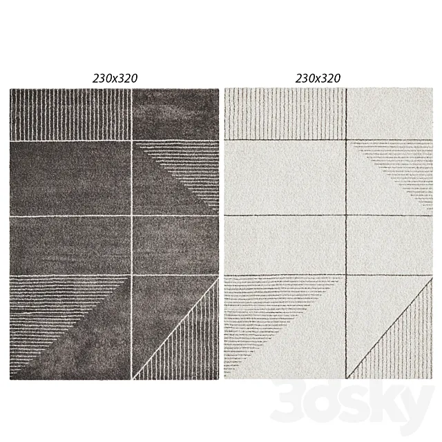 Temple and webster: Charcoal & White Soft Metro Contemporary Rug Ivory & Charcoal 3D Model