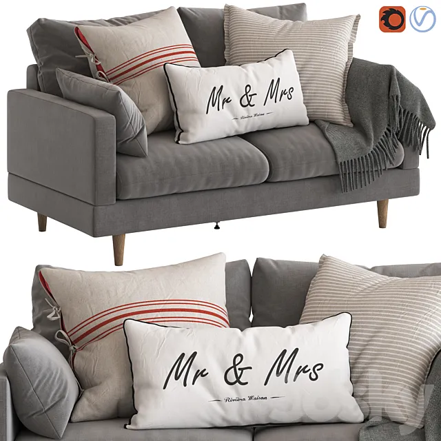 Temple and Webster Silas 2 Seater Sofa 3D Model