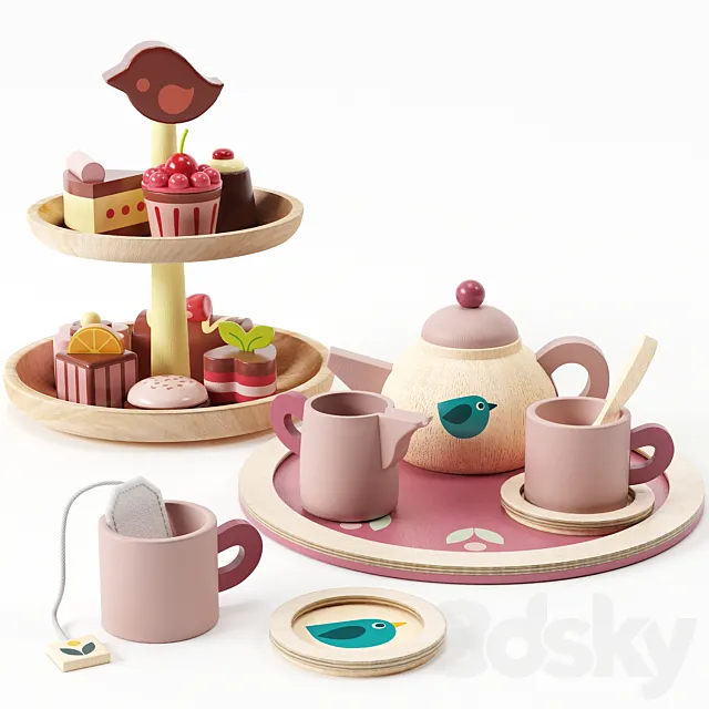 Tender Leaf Birdie Tea Set & Chocolate Bonbons Toy 3D Model