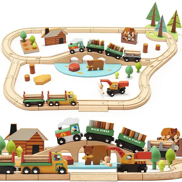 Tender Leaf Wild Pines Train Set Toy 3D Model