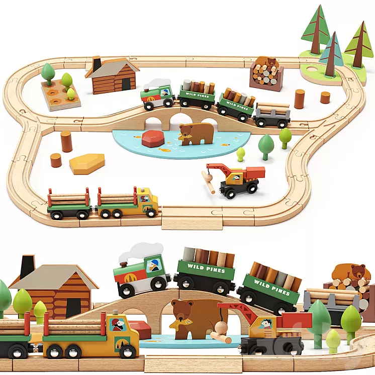 Tender Leaf Wild Pines Train Set Toy 3D Model Free
