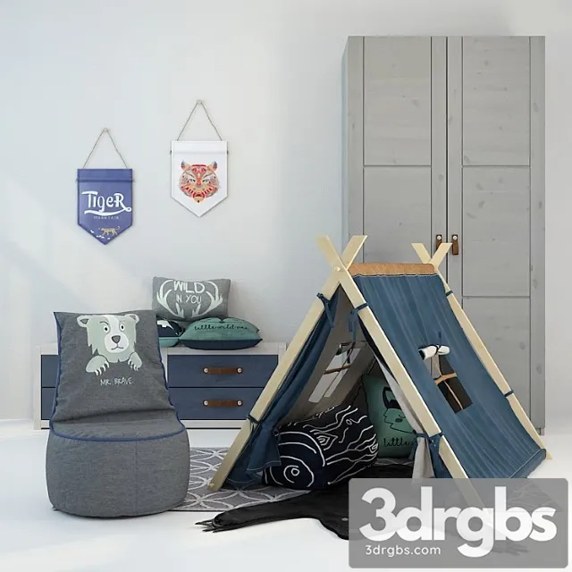 Tent Furniture and Decor Forest Ranger 3D Model Free