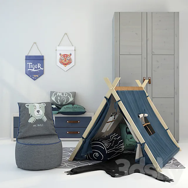 Tent furniture and decor Forest Ranger 3D Model