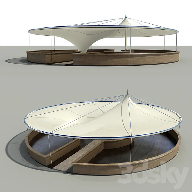 Tent with a beach bar 3D Model