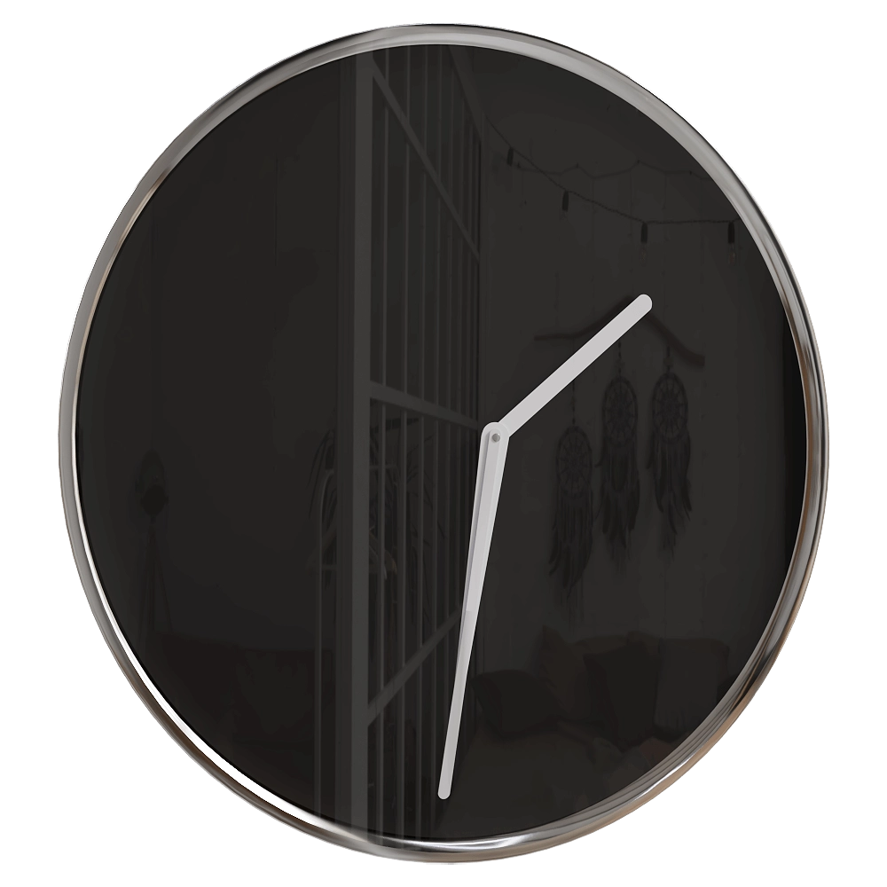 TEO - Clock THIN Chrome / Black 3D Model