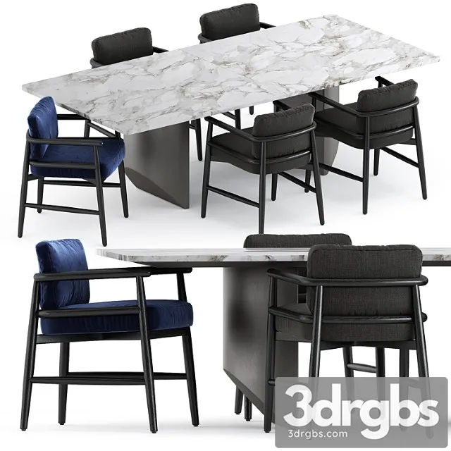 Teresina Chair by Meridiani and Wedge Table by Minotti 3D Model Free