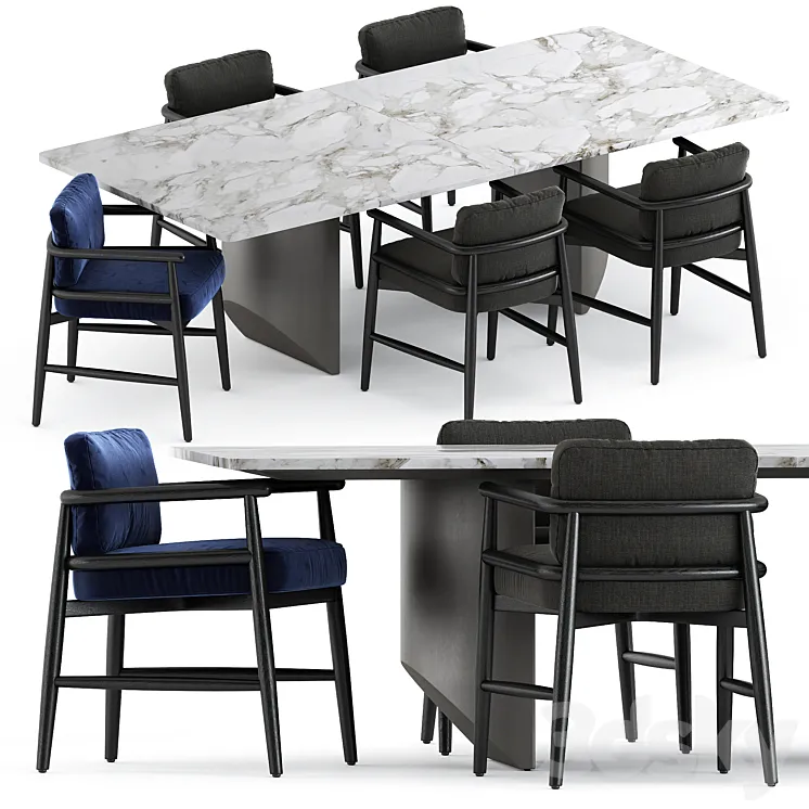 Teresina chair by Meridiani and Wedge Table by Minotti 3D Model Free Download