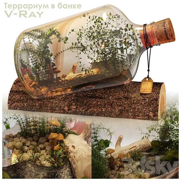 Terrarium in a Bottle 3D Model
