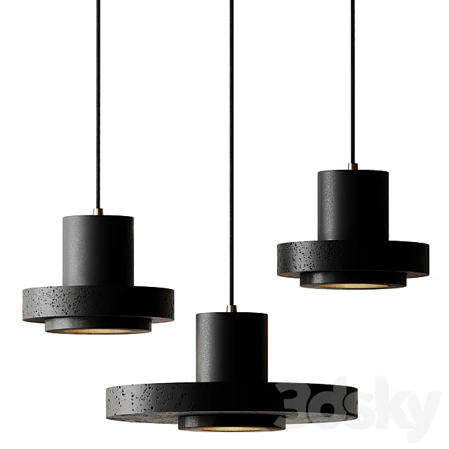 Terrazzo Flat Round Ceiling Lighting 3D Model
