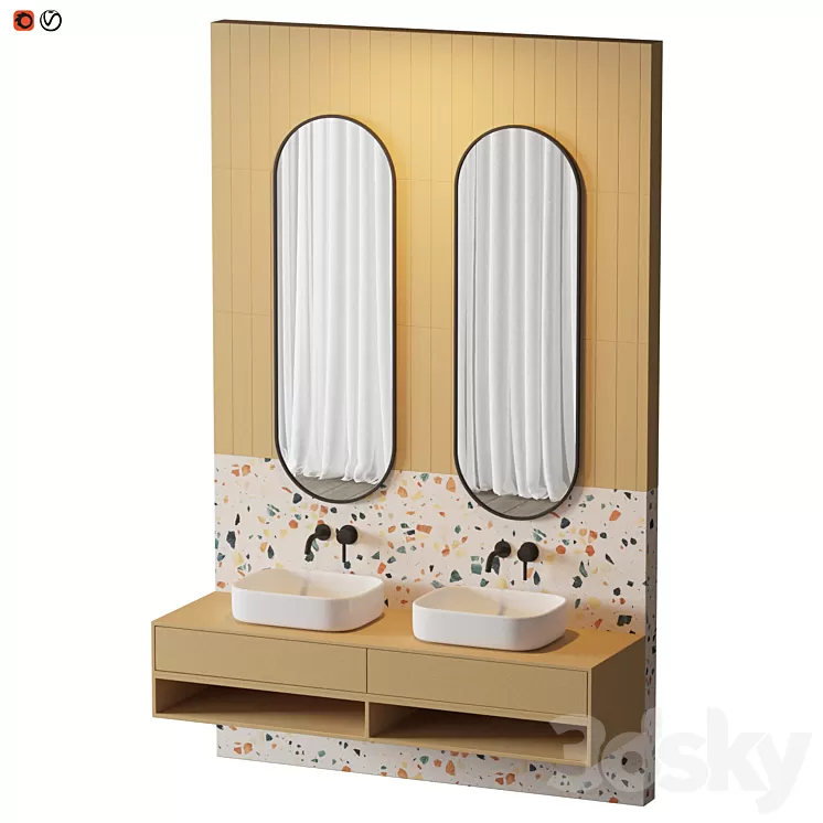 Terrazzo Yellow Bathroom 3D Model