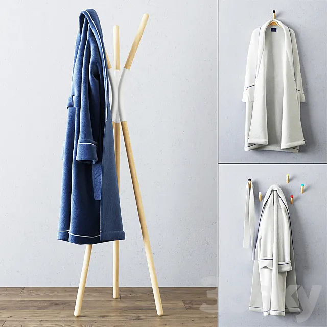 Terry Bathrobes Set 3D Model
