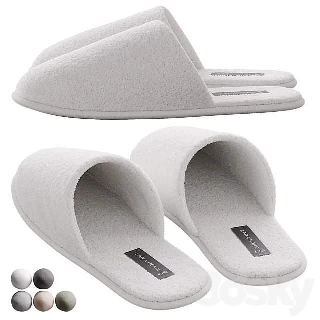 Terry slippers Zara Home 3D Model