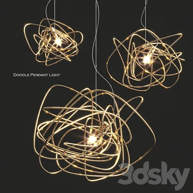 Terzani doodle pendant - 3 type 3D Model