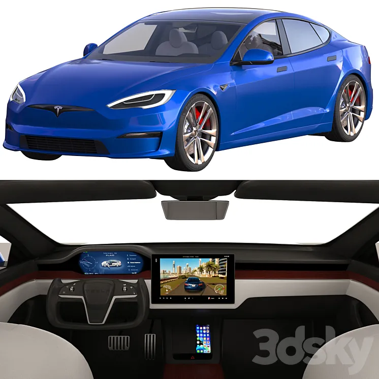 Tesla Model S 2021 PLAID 3D Model Free