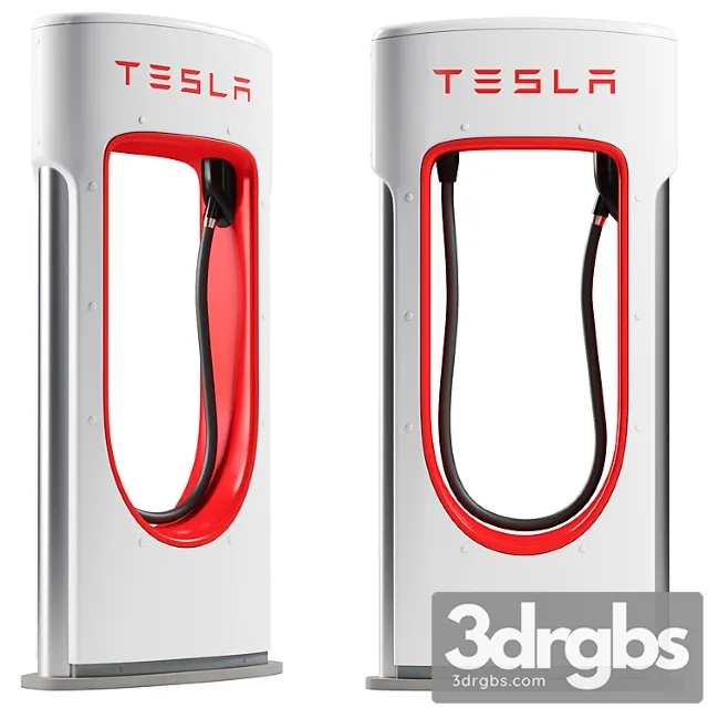 Tesla Supercharger Charging Station 3D Model Free