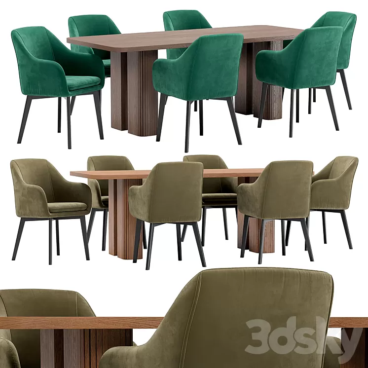 Texas dining chair and Lazar table 3D Model