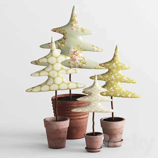 Textile Christmas trees 3D Model