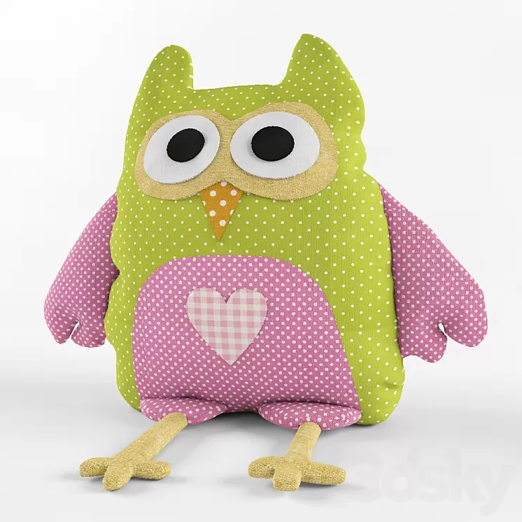 Textile owl toy 3D Model