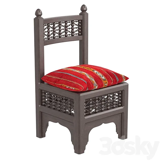 Textile Pinewood Moucharabi Moroccan Chair 3D Model