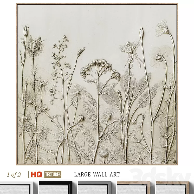 Textural Plaster Wildflowers Boho Wall Art C-507 3D Model Free