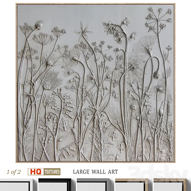 Textural Plaster Wildflowers Boho Wall Art C-508 3D Model Free Download