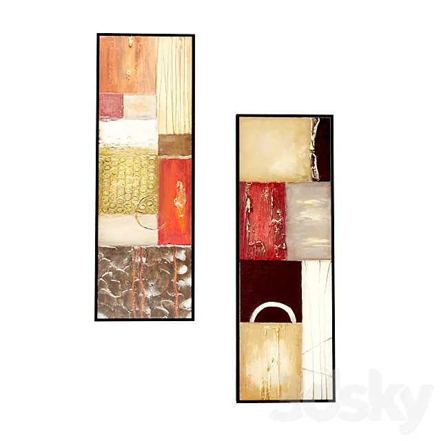 Textured Panel I. II Wall Art 3DModel