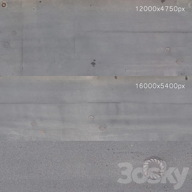 Textures of the asphalt road with manholes. 2 pcs 3D Model