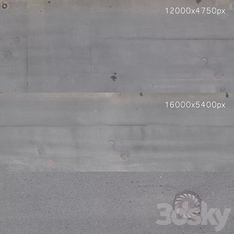 Textures of the asphalt road with manholes. 2 pcs 3D Model Free Download