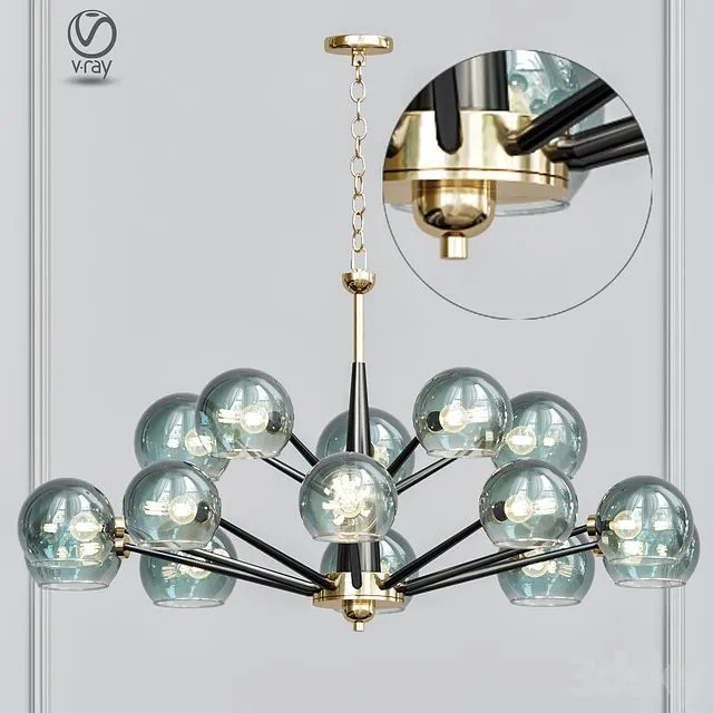 Thalia chandelier blue glass 15 3D Model