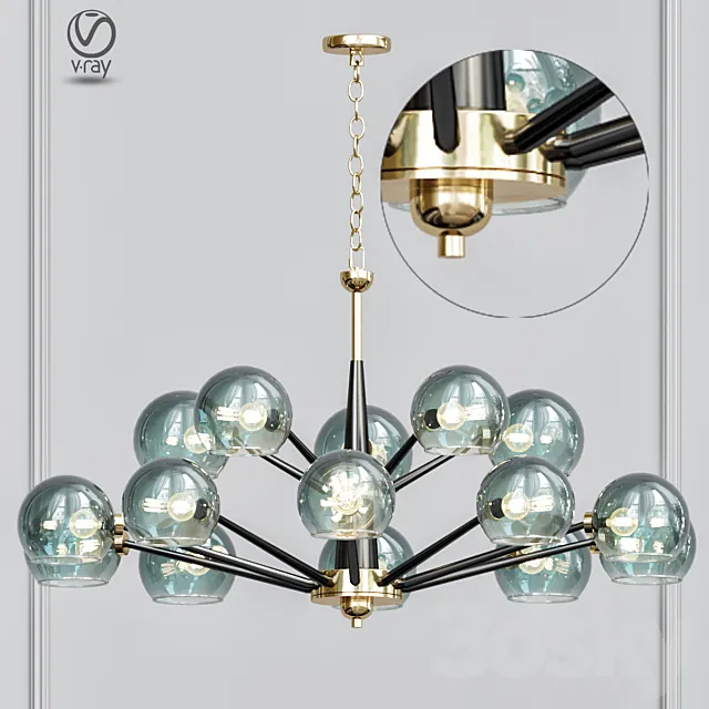 Thalia chandelier blue glass 15 3D Model