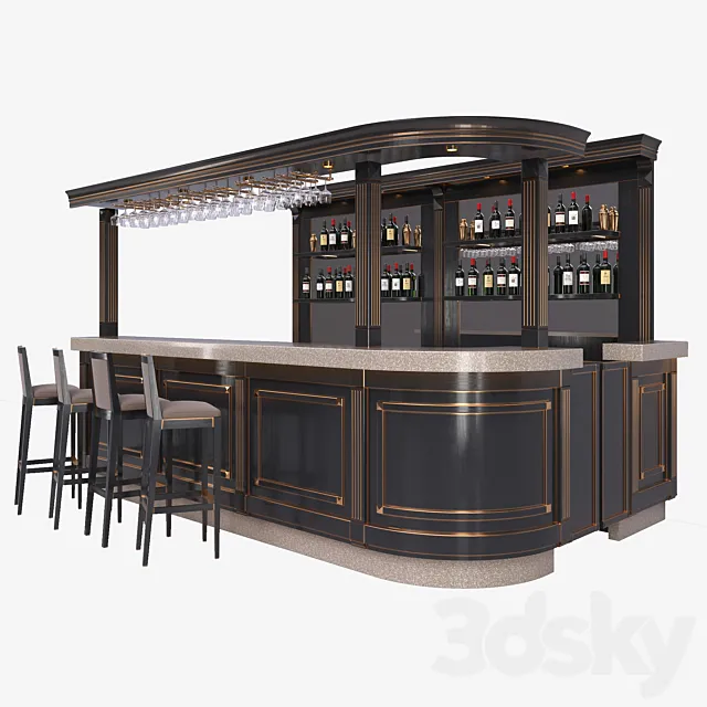 The bar counter. 3DModel